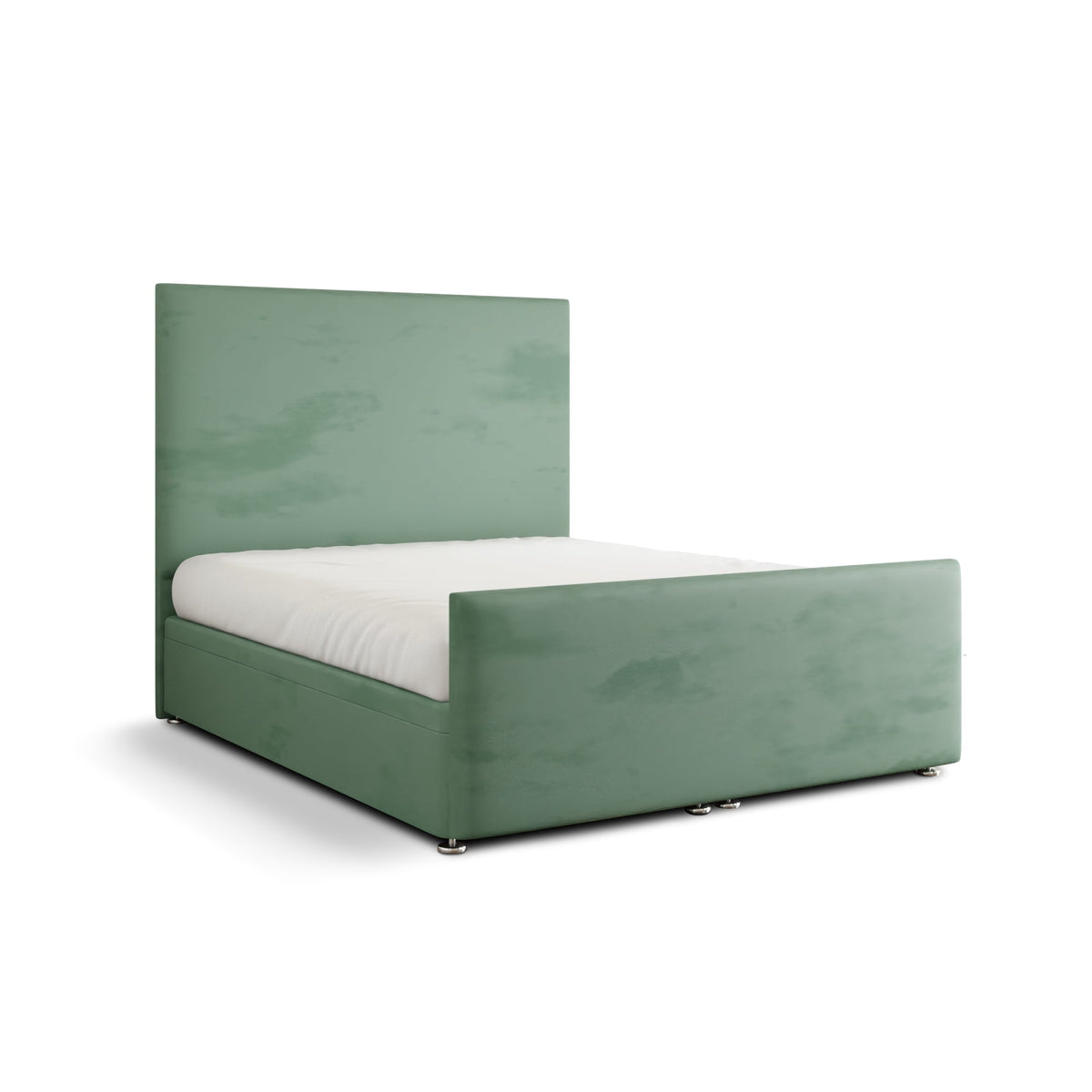 Maya Plain Ottoman Storage Divan Bed Set With Footboard - Duck Egg Plush