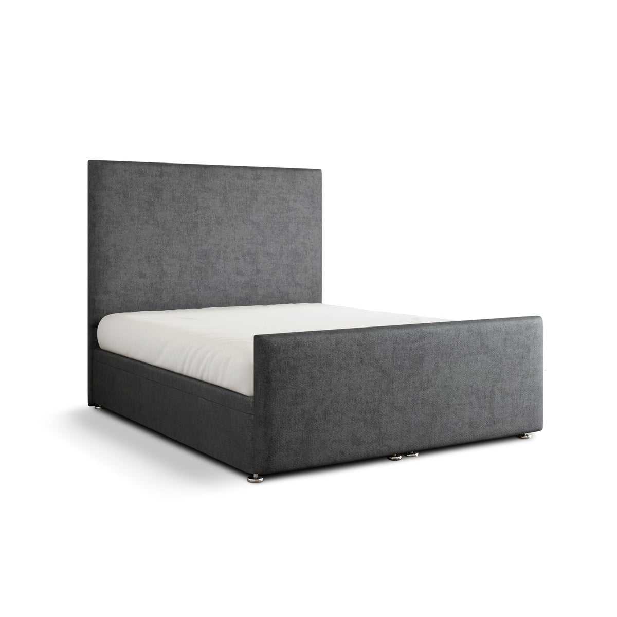 Maya Plain Ottoman Storage Divan Bed Set With Footboard - Grey Naples