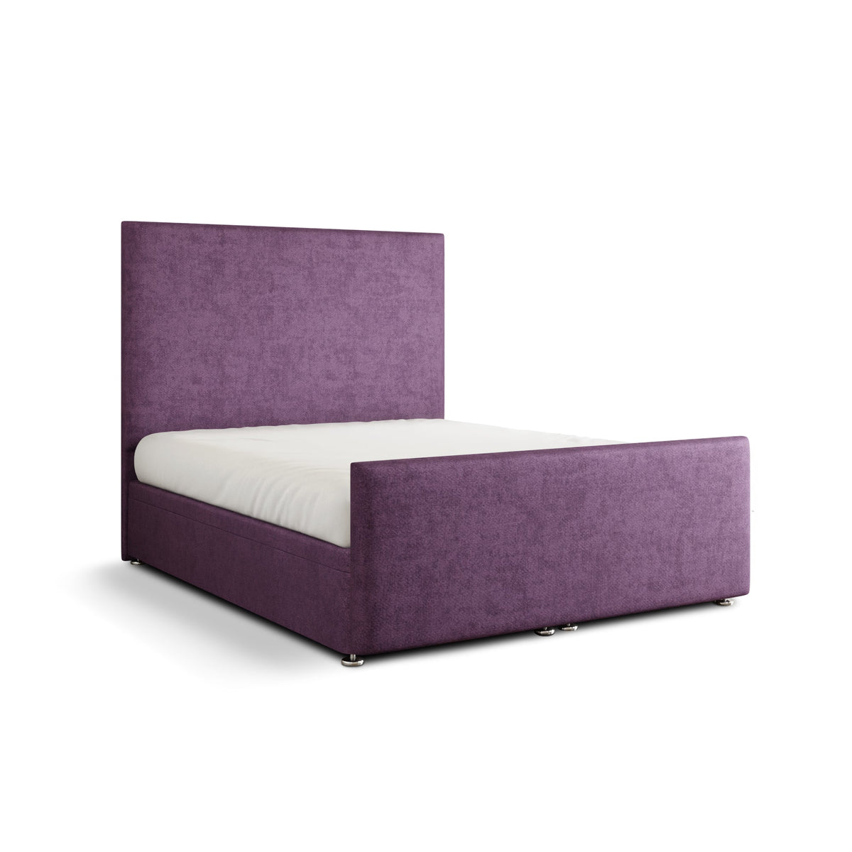 Maya Plain Ottoman Storage Divan Bed Set With Footboard - Lilac Naples