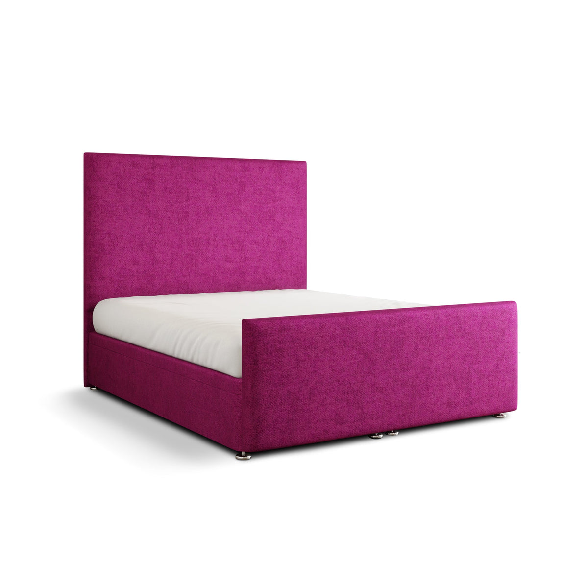 Maya Plain Ottoman Storage Divan Bed Set With Footboard - Pink Naples