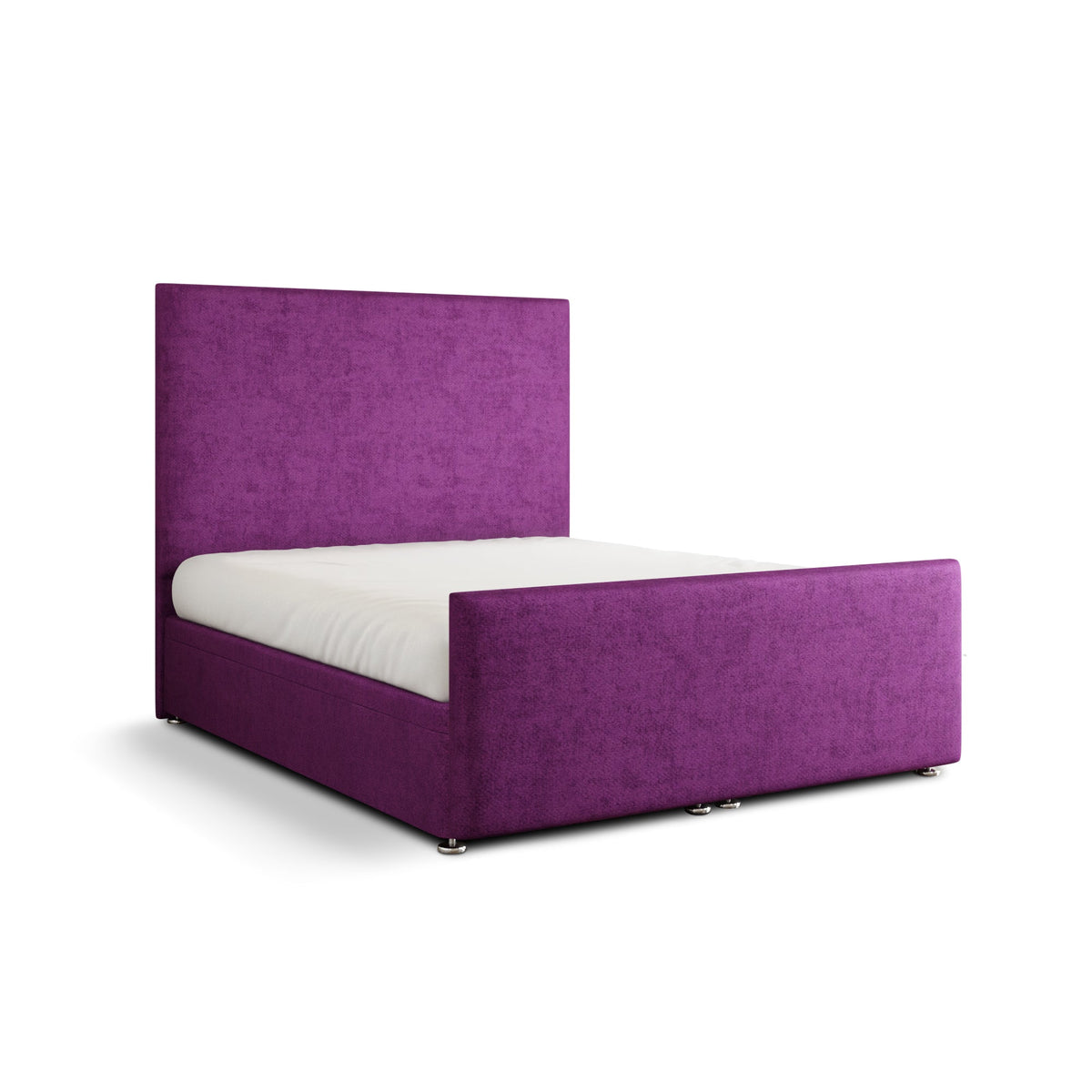 Maya Plain Ottoman Storage Divan Bed Set With Footboard - Purple Naples