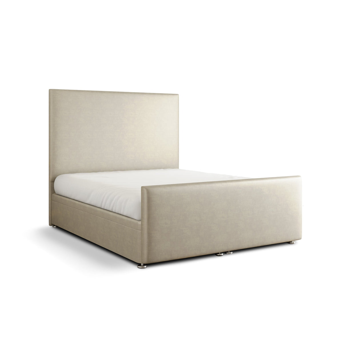 Maya Plain Ottoman Storage Divan Bed Set With Footboard - Cream Coniston