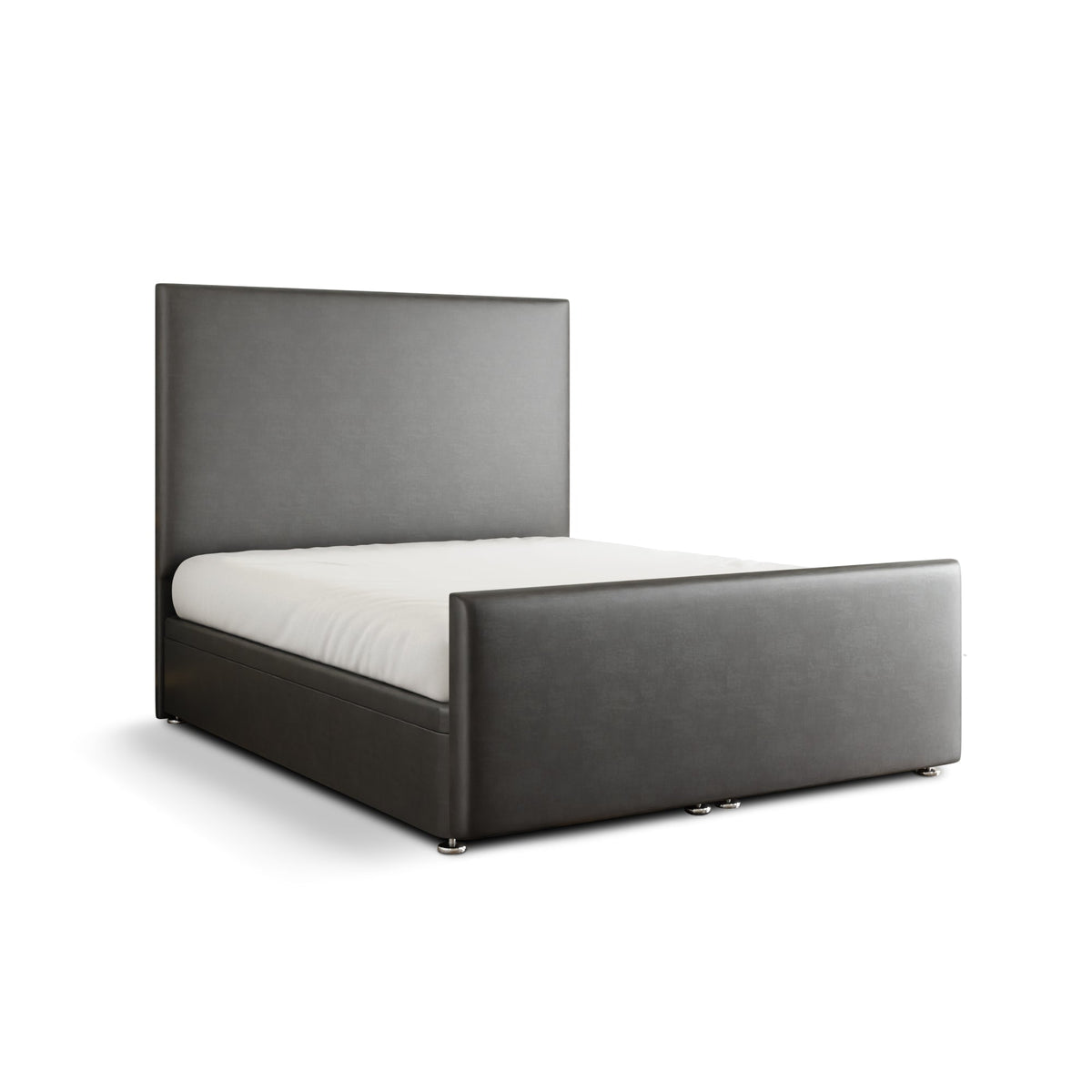 Maya Plain Ottoman Storage Divan Bed Set With Footboard - Grey Coniston