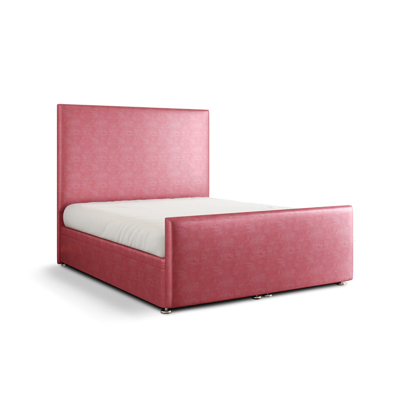 Maya Plain Ottoman Storage Divan Bed Set With Footboard - Pink Coniston