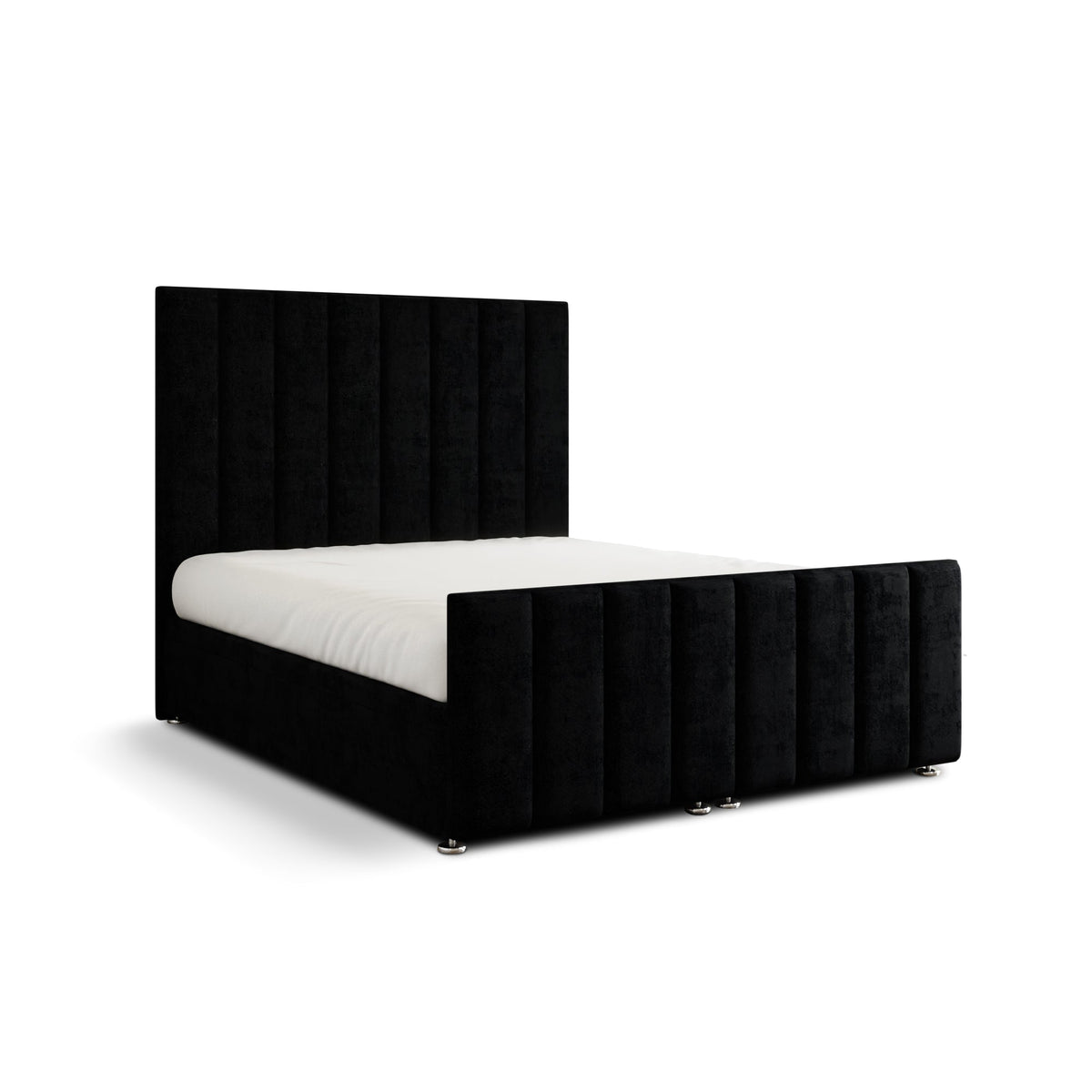 Amelia Lines Ottoman Storage Divan Bed Set With Footboard - Black Naples