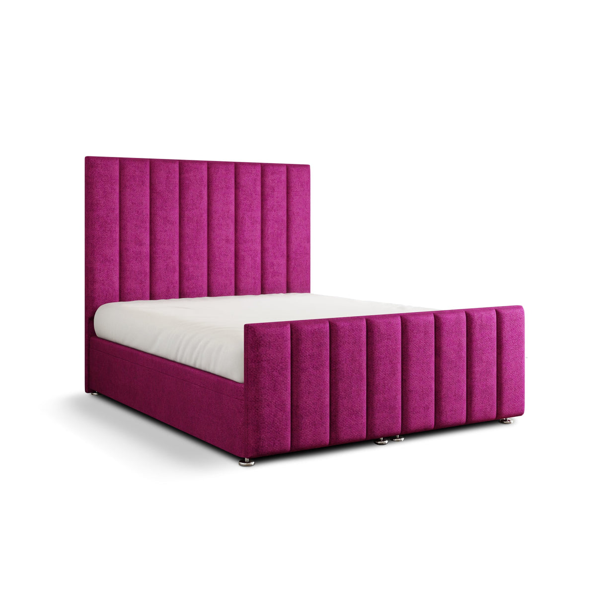 Amelia Lines Ottoman Storage Divan Bed Set With Footboard - Pink Naples