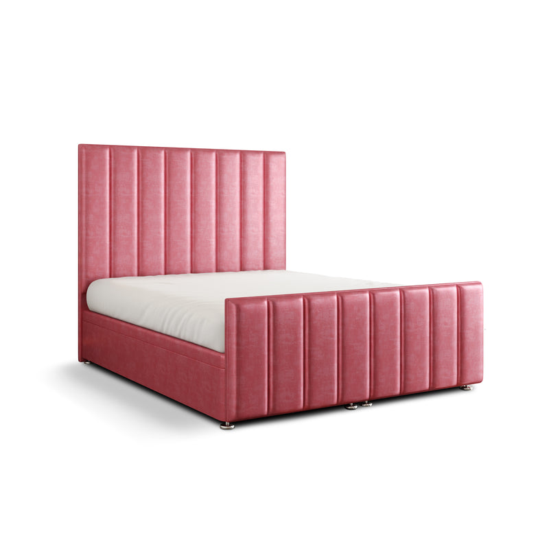 Amelia Lines Ottoman Storage Divan Bed Set With Footboard - Pink Coniston