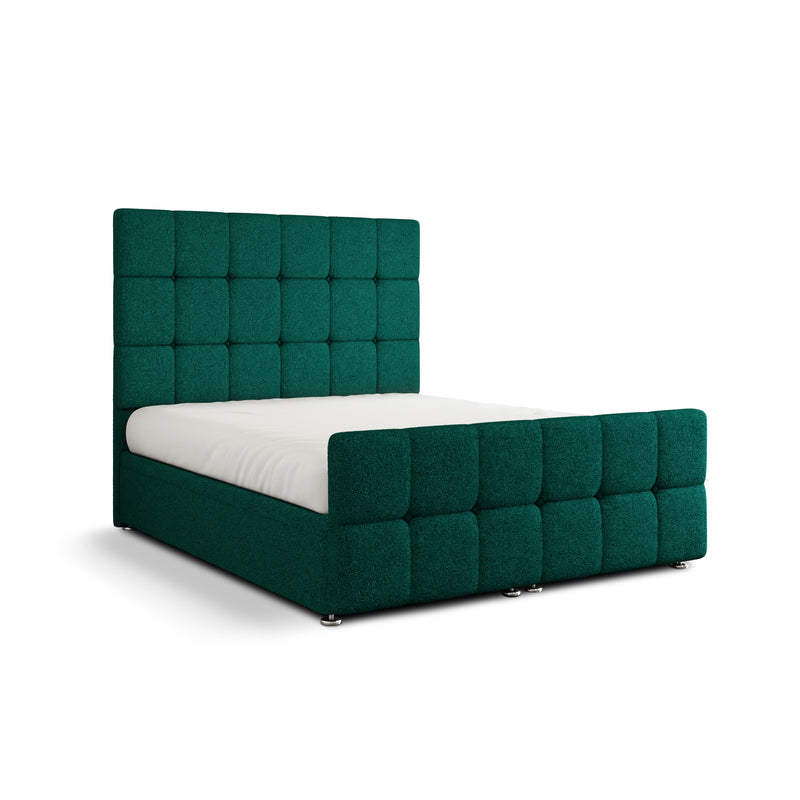 Ayra Cube Ottoman Storage Divan Bed Set With Footboard - Emerald Teddy