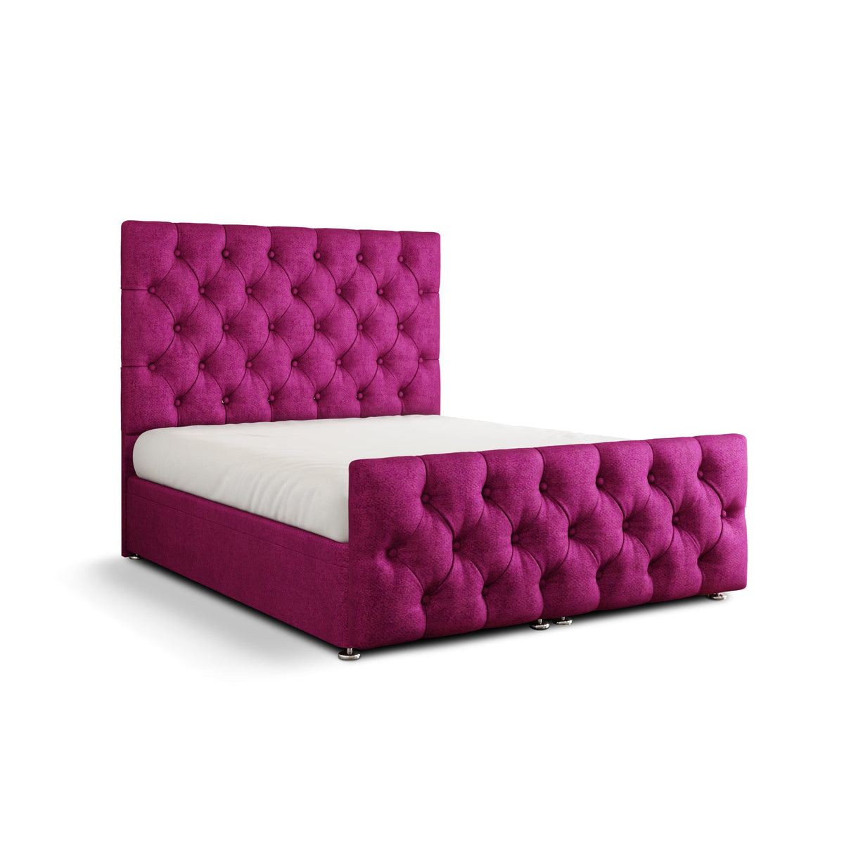 Lara Chesterfield Ottoman Storage Divan Bed Set With Footboard - Pink Naples