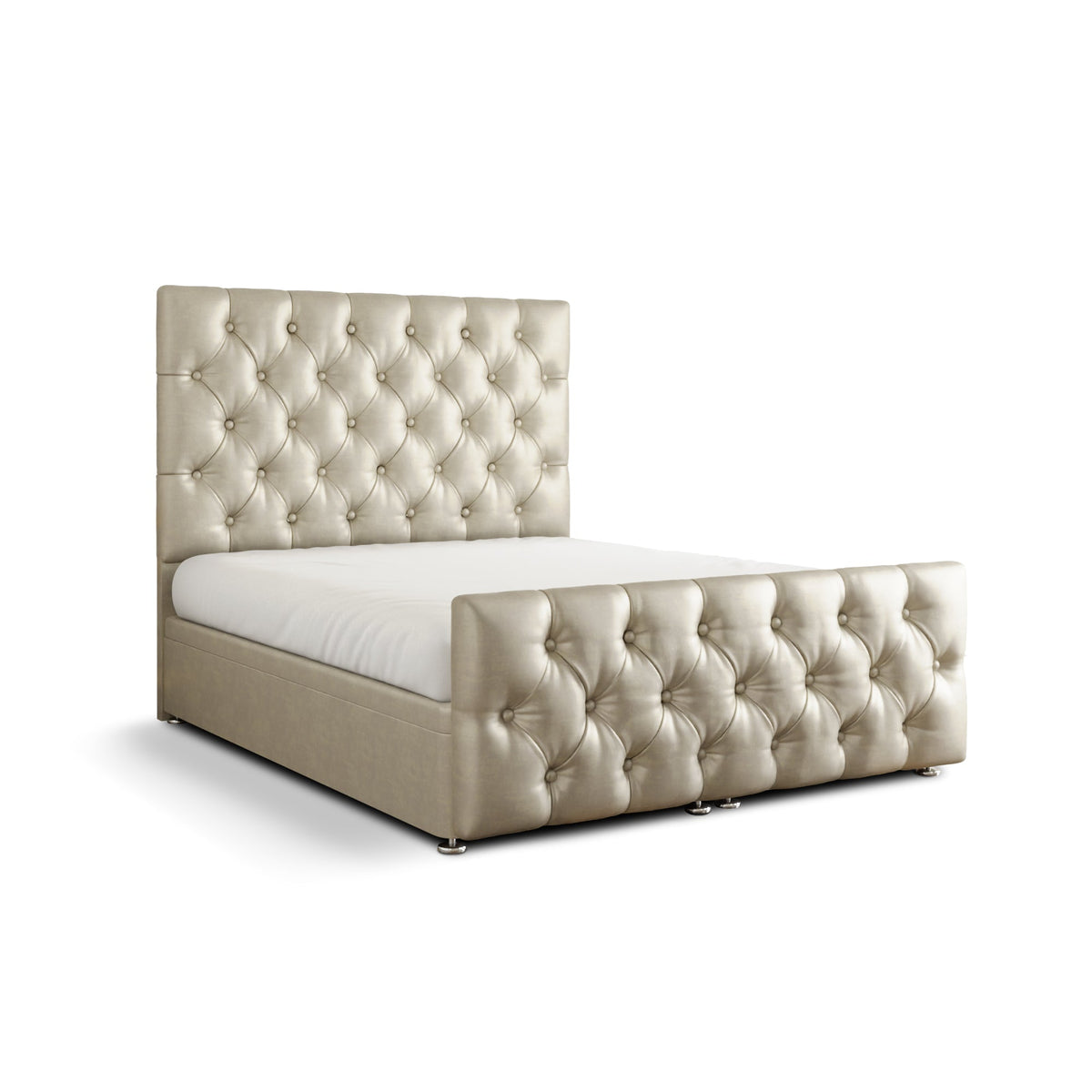 Lara Chesterfield Ottoman Storage Divan Bed Set With Footboard - Cream Coniston