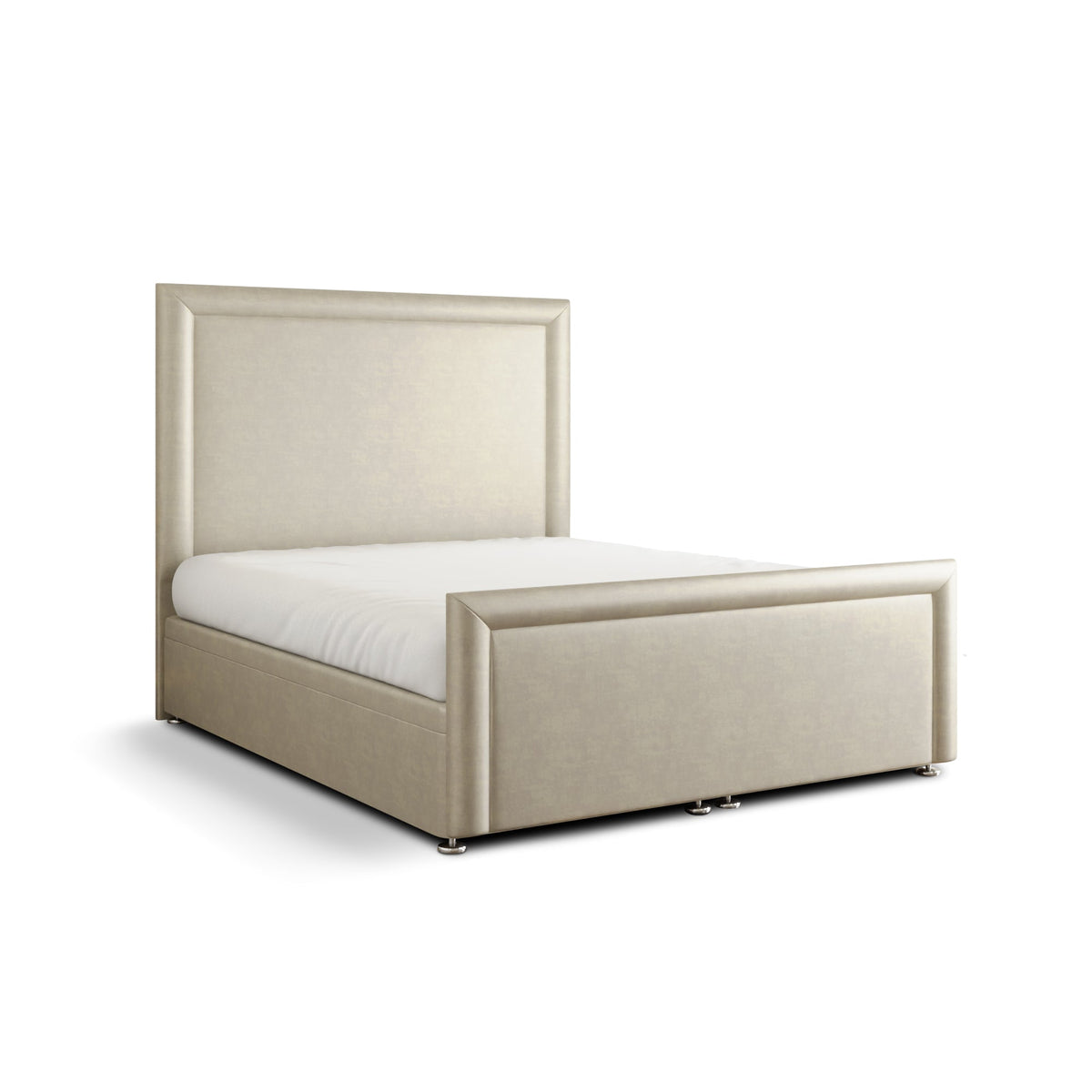 Ivy Bumper Border Ottoman Storage Divan Bed Set With Footboard - Cream Coniston
