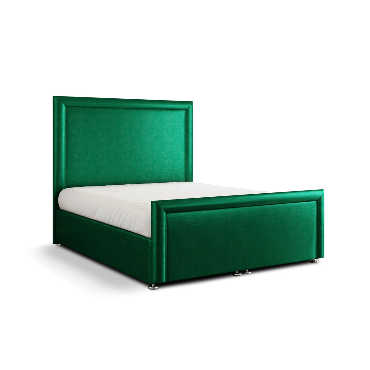 Ivy Bumper Border Ottoman Storage Divan Bed Set With Footboard - Emerald Coniston