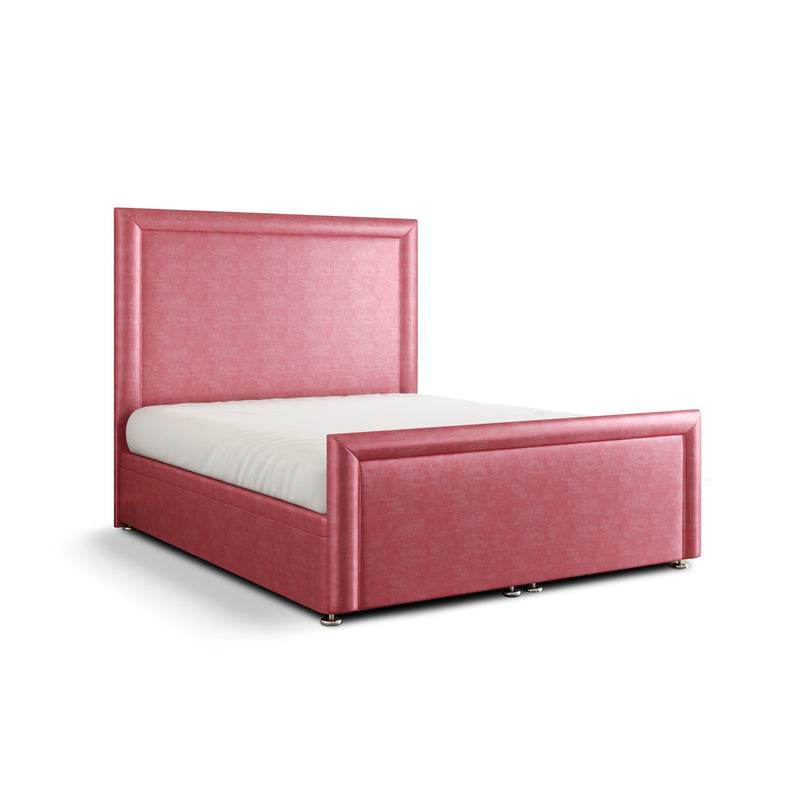 Ivy Bumper Border Ottoman Storage Divan Bed Set With Footboard - Pink Coniston