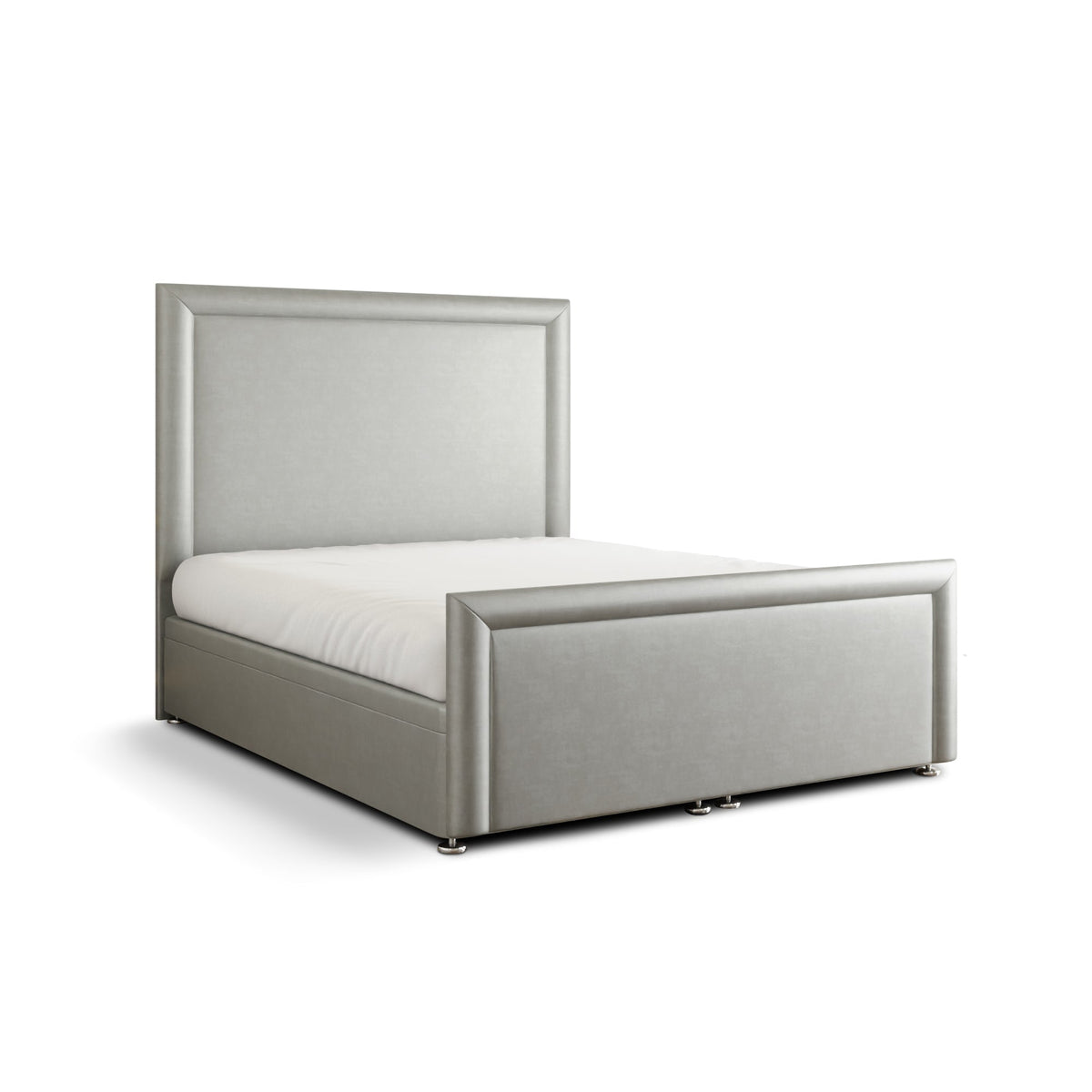 Ivy Bumper Border Ottoman Storage Divan Bed Set With Footboard - Silver Coniston