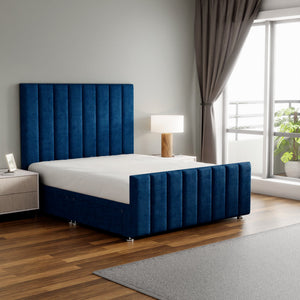 Amelia Lines Divan Bed Set With Footboard - Blue Naples
