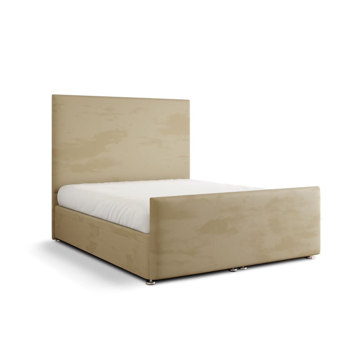 Maya Plain Ottoman Storage Divan Bed Set With Footboard - Mink Plush