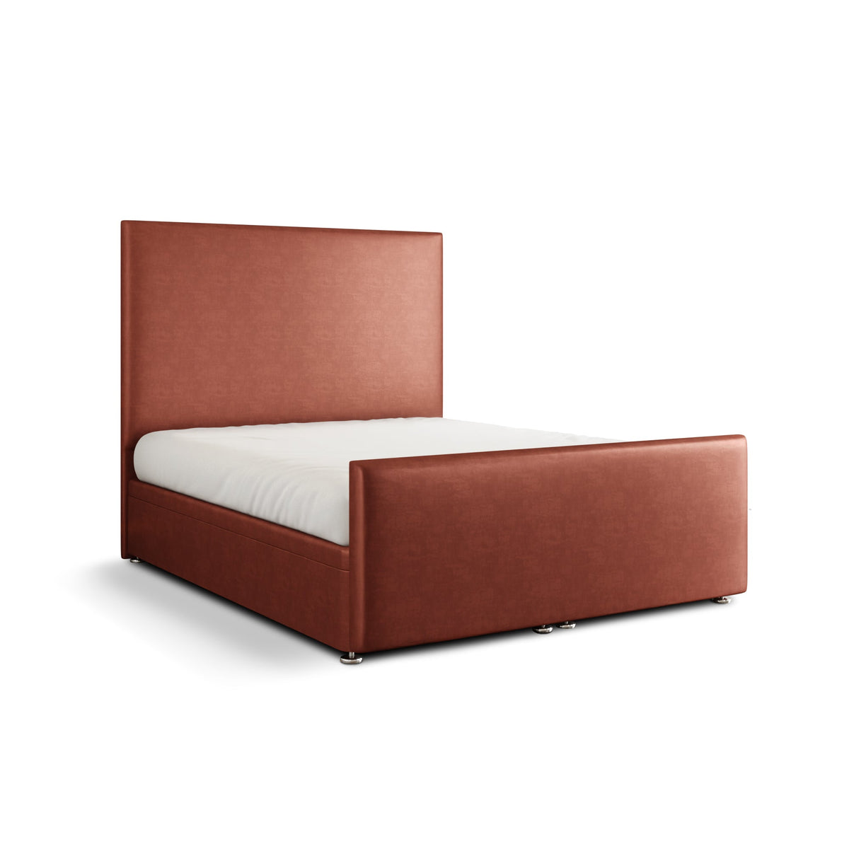 Maya Plain Ottoman Storage Divan Bed Set With Footboard - Claret Coniston