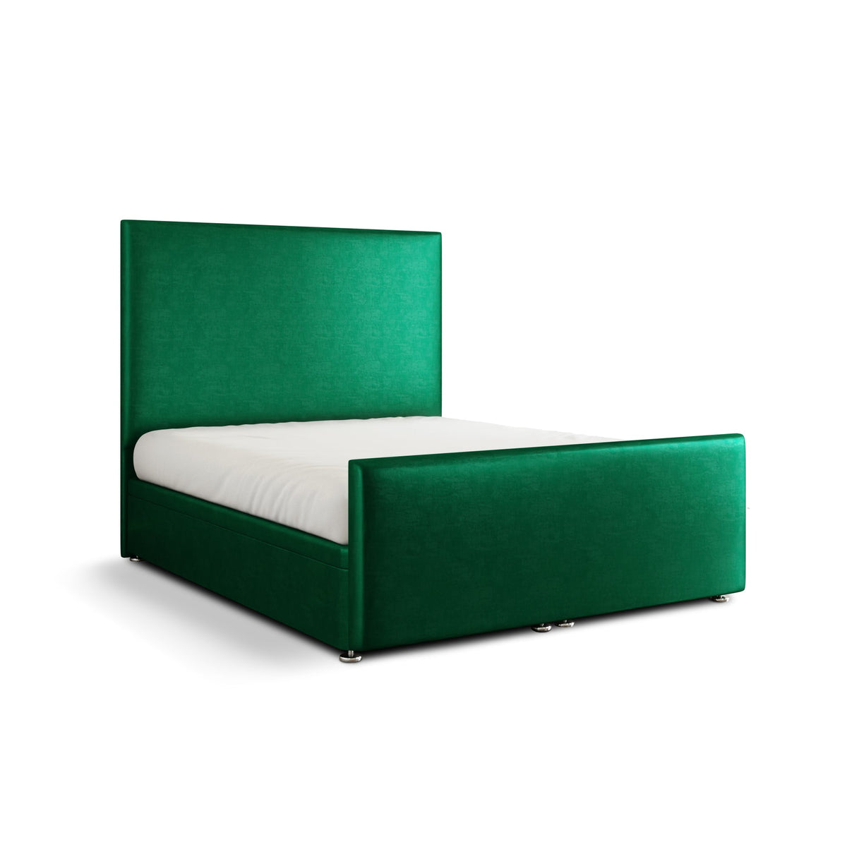 Maya Plain Ottoman Storage Divan Bed Set With Footboard - Emerald Coniston