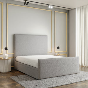 Maya Plain Ottoman Storage Divan Bed Set With Footboard - Silver Teddy
