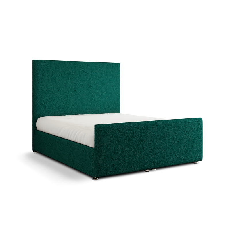 Maya Plain Ottoman Storage Divan Bed Set With Footboard - Emerald Teddy