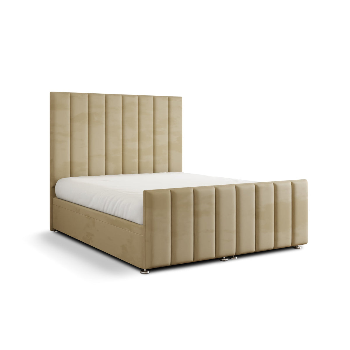 Amelia Lines Ottoman Storage Divan Bed Set With Footboard - Mink Plush