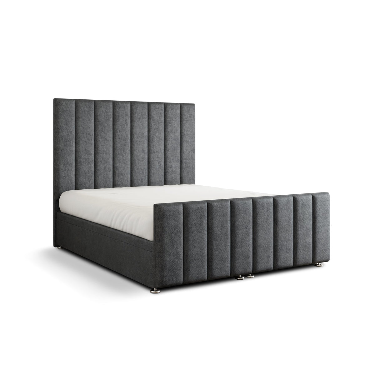 Amelia Lines Ottoman Storage Divan Bed Set With Footboard - Grey Naples