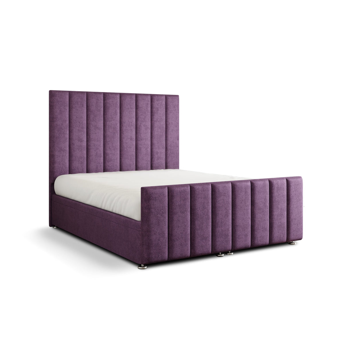 Amelia Lines Ottoman Storage Divan Bed Set With Footboard - Lilac Naples