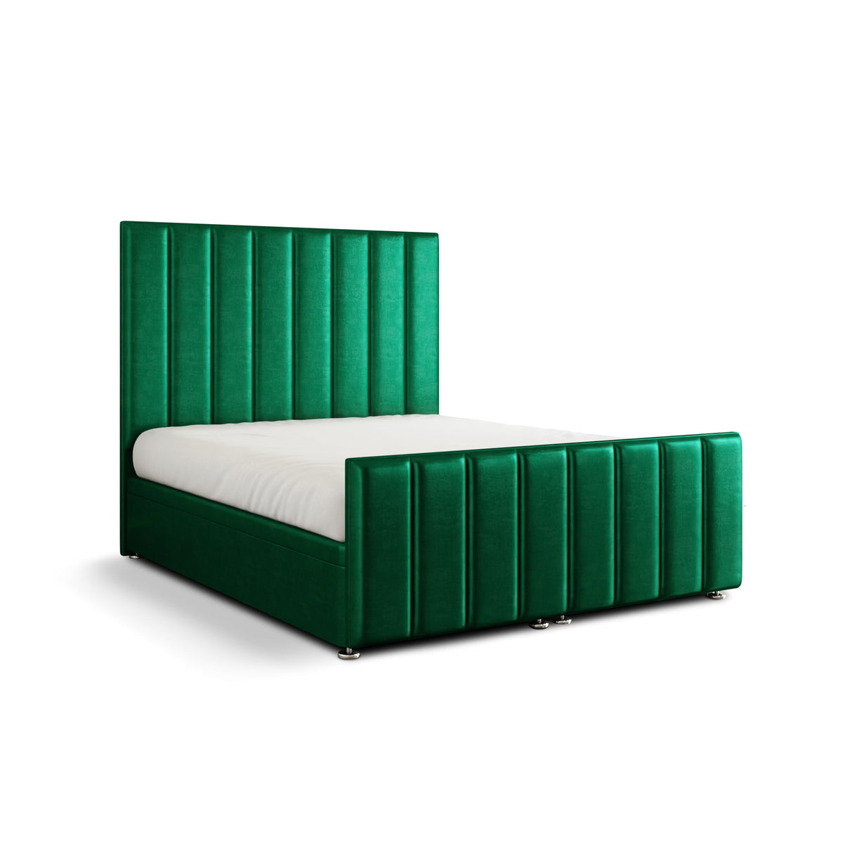 Amelia Lines Ottoman Storage Divan Bed Set With Footboard - Emerald Coniston