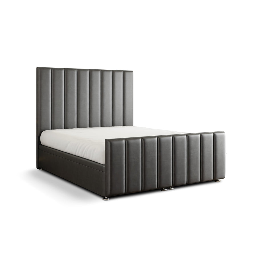 Amelia Lines Ottoman Storage Divan Bed Set With Footboard - Grey Coniston