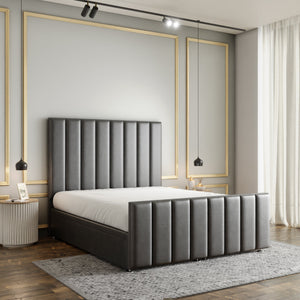 Amelia Lines Ottoman Storage Divan Bed Set With Footboard - Grey Coniston