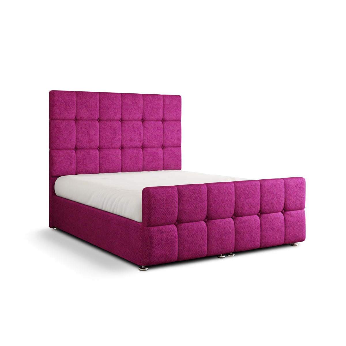 Ayra Cube Ottoman Storage Divan Bed Set With Footboard - Pink Naples