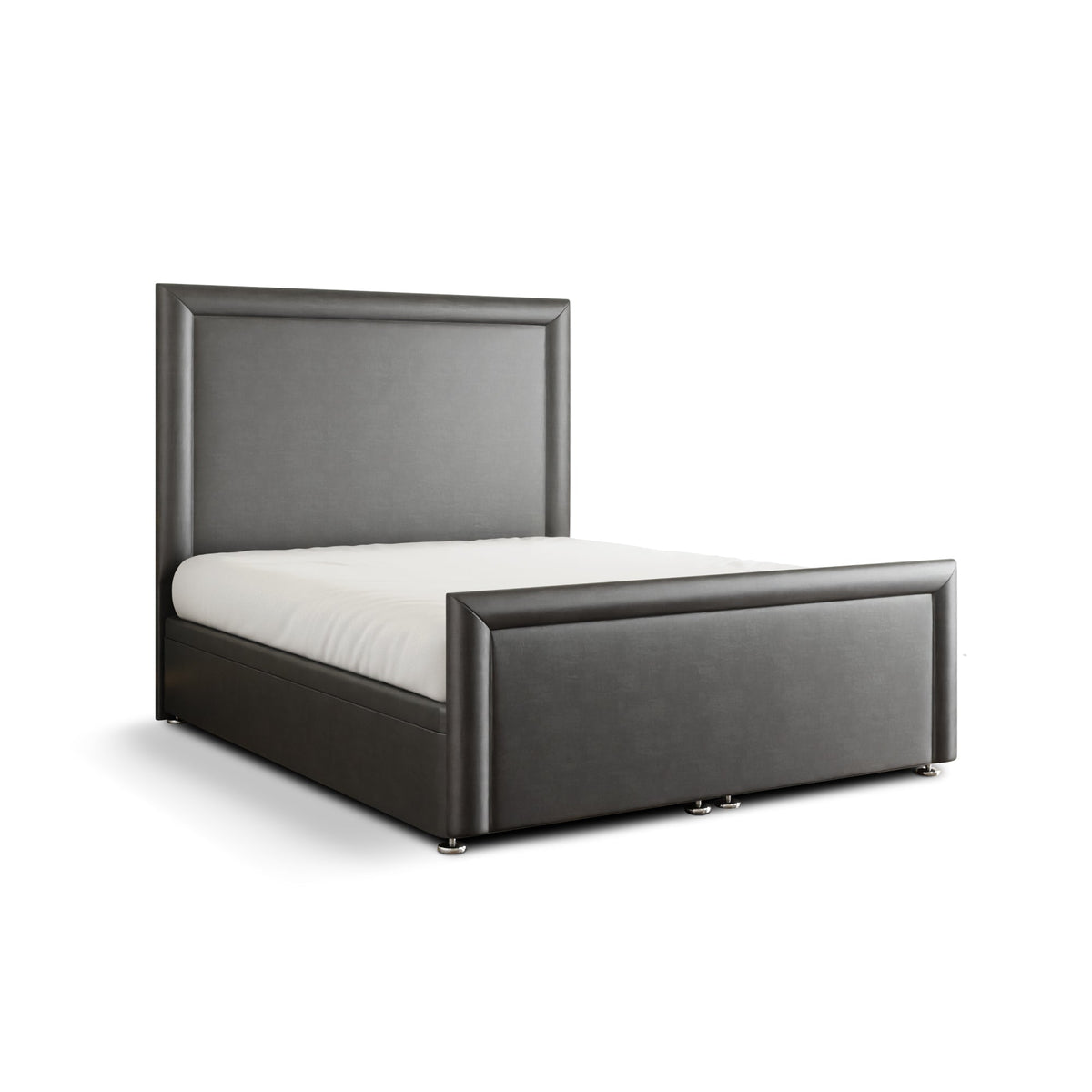Ivy Bumper Border Ottoman Storage Divan Bed Set With Footboard - Grey Coniston