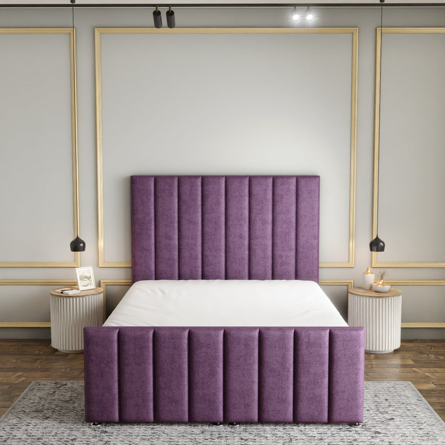 Amelia Lines Ottoman Storage Divan Bed Set With Footboard - Lilac Naples