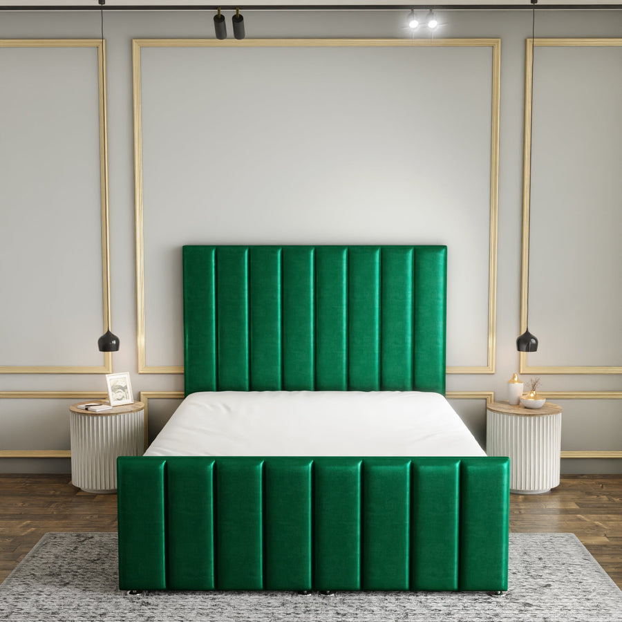 Amelia Lines Ottoman Storage Divan Bed Set With Footboard - Emerald Coniston