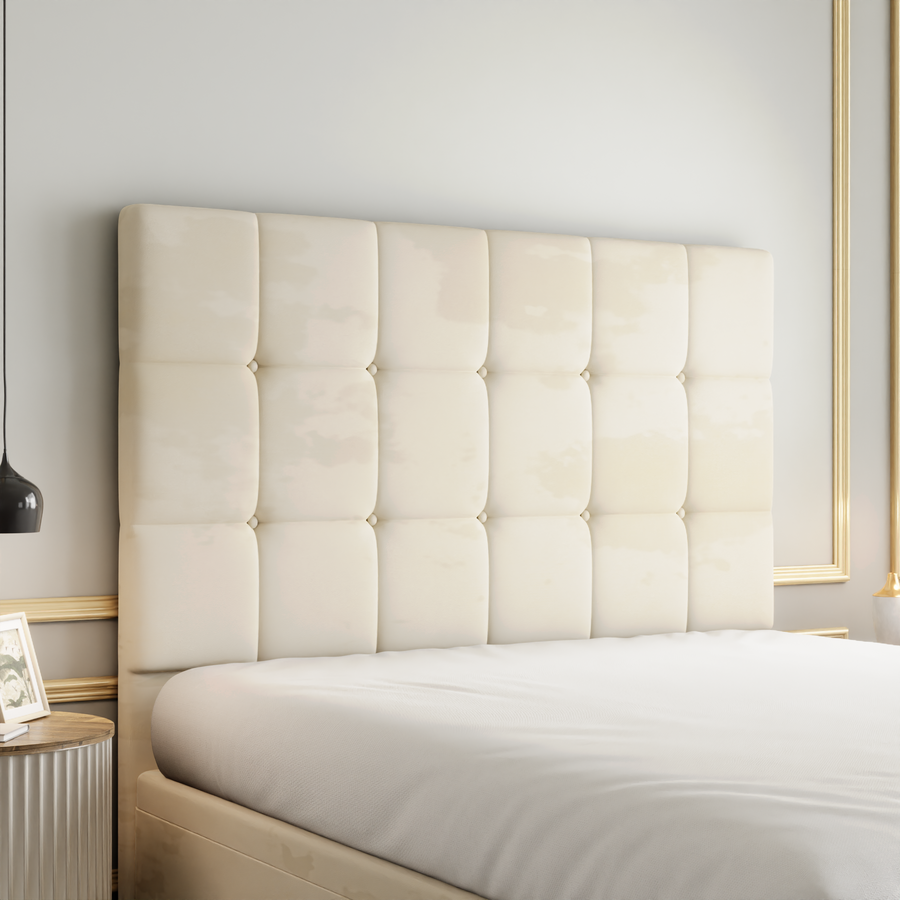 Ayra Cube Ottoman Storage Divan Bed Set With Footboard - Cream Plush