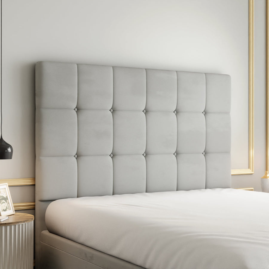 Ayra Cube Ottoman Storage Divan Bed Set With Footboard - Silver Plush
