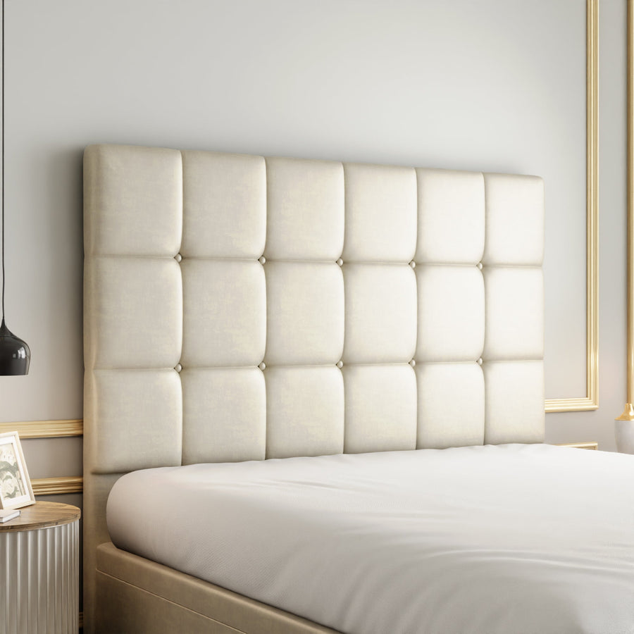 Ayra Cube Ottoman Storage Divan Bed Set With Footboard - Cream Coniston