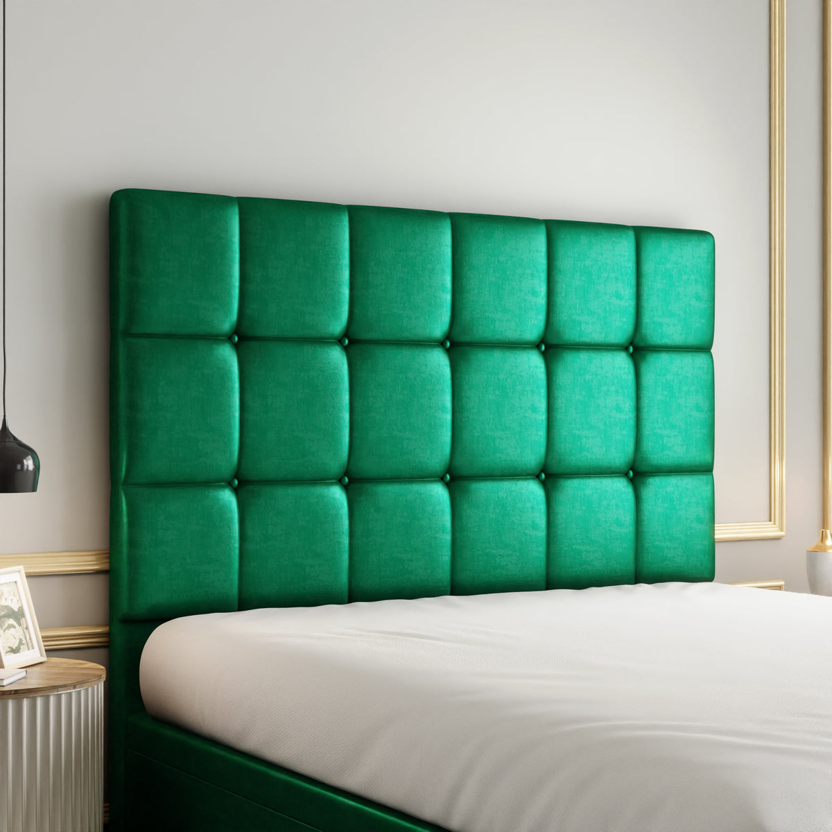 Ayra Cube Ottoman Storage Divan Bed Set With Footboard - Emerald Coniston
