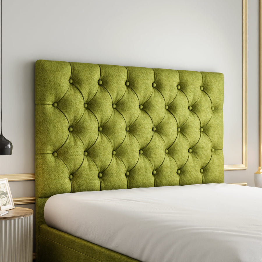 Lara Chesterfield Ottoman Storage Divan Bed Set With Footboard - Olive Green Naples