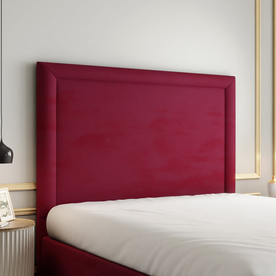 Ivy Bumper Border Ottoman Storage Divan Bed Set With Footboard - Burgundy Plush