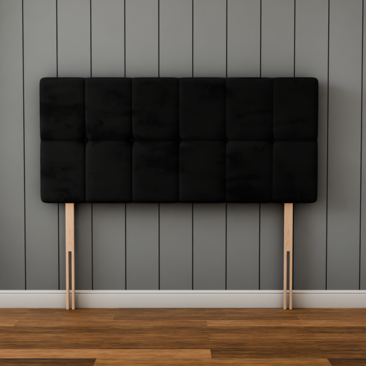 Ayra Cube Headboard - Black Plush