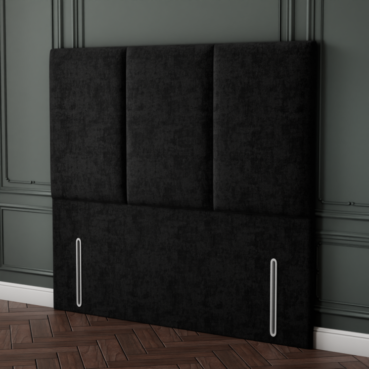 Mia 3 Pan Vertical Headboard - Black Naples