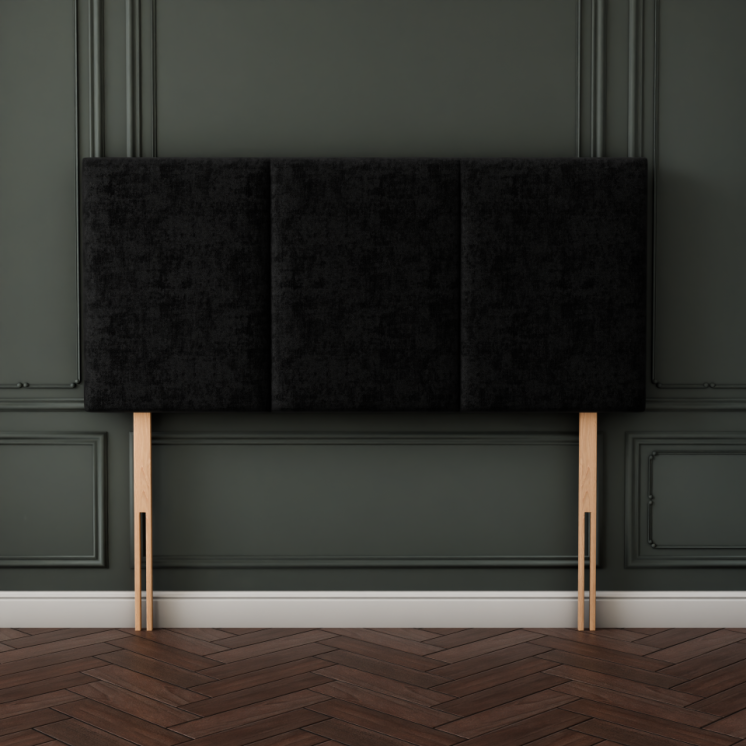 Mia 3 Pan Vertical Headboard - Black Naples