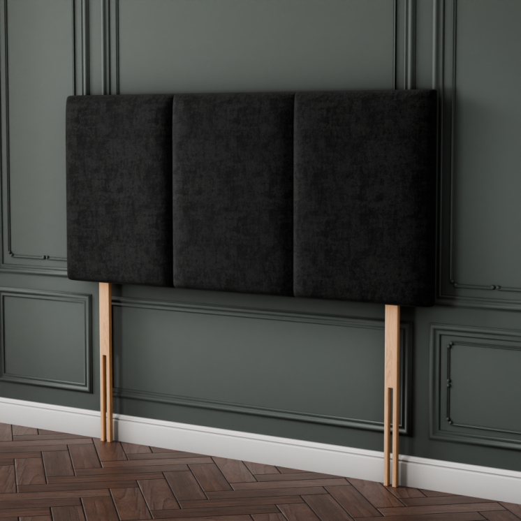 Mia 3 Pan Vertical Headboard - Black Naples