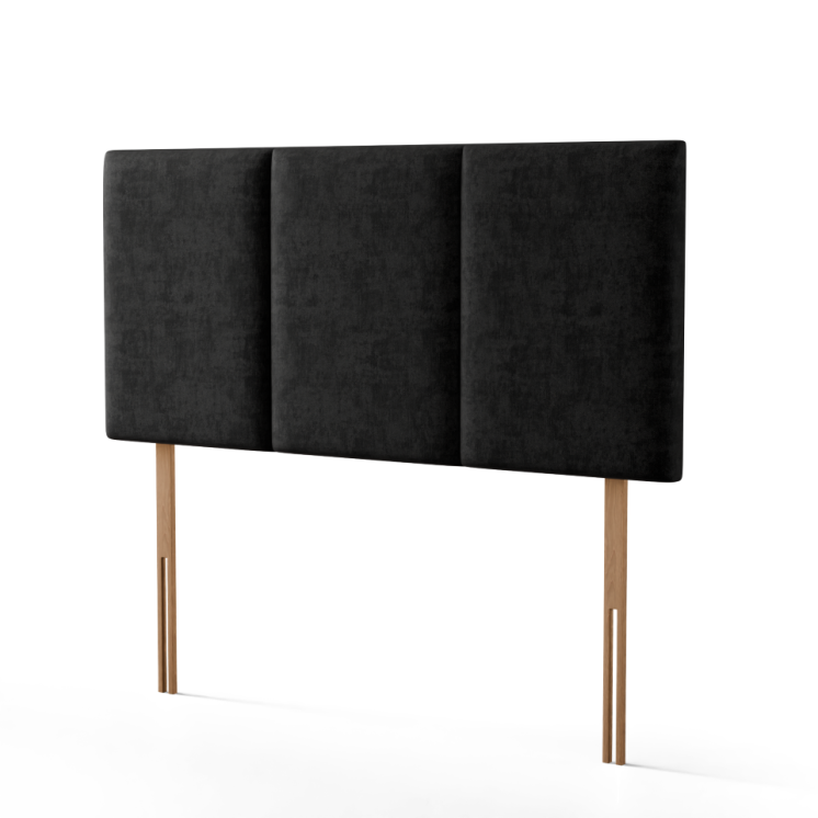 Mia 3 Pan Vertical Headboard - Black Naples