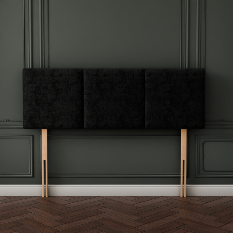 Mia 3 Pan Vertical Headboard - Black Naples