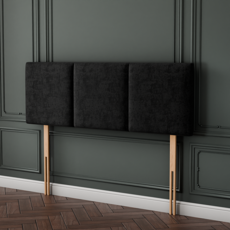 Mia 3 Pan Vertical Headboard - Black Naples