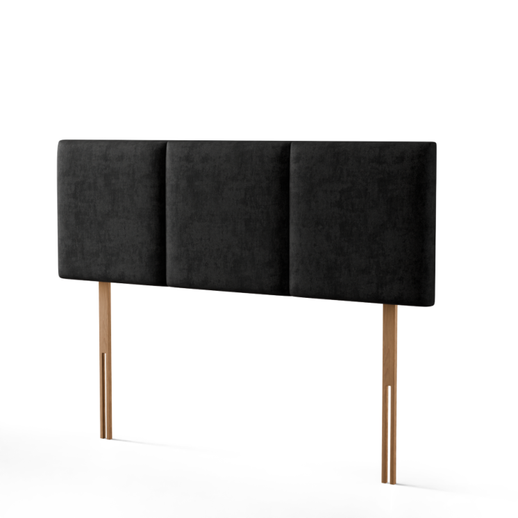 Mia 3 Pan Vertical Headboard - Black Naples