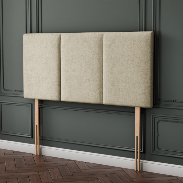 Mia 3 Pan Vertical Headboard - Cream Naples