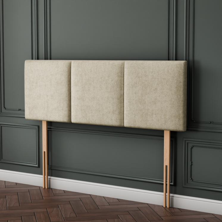 Mia 3 Pan Vertical Headboard - Cream Naples